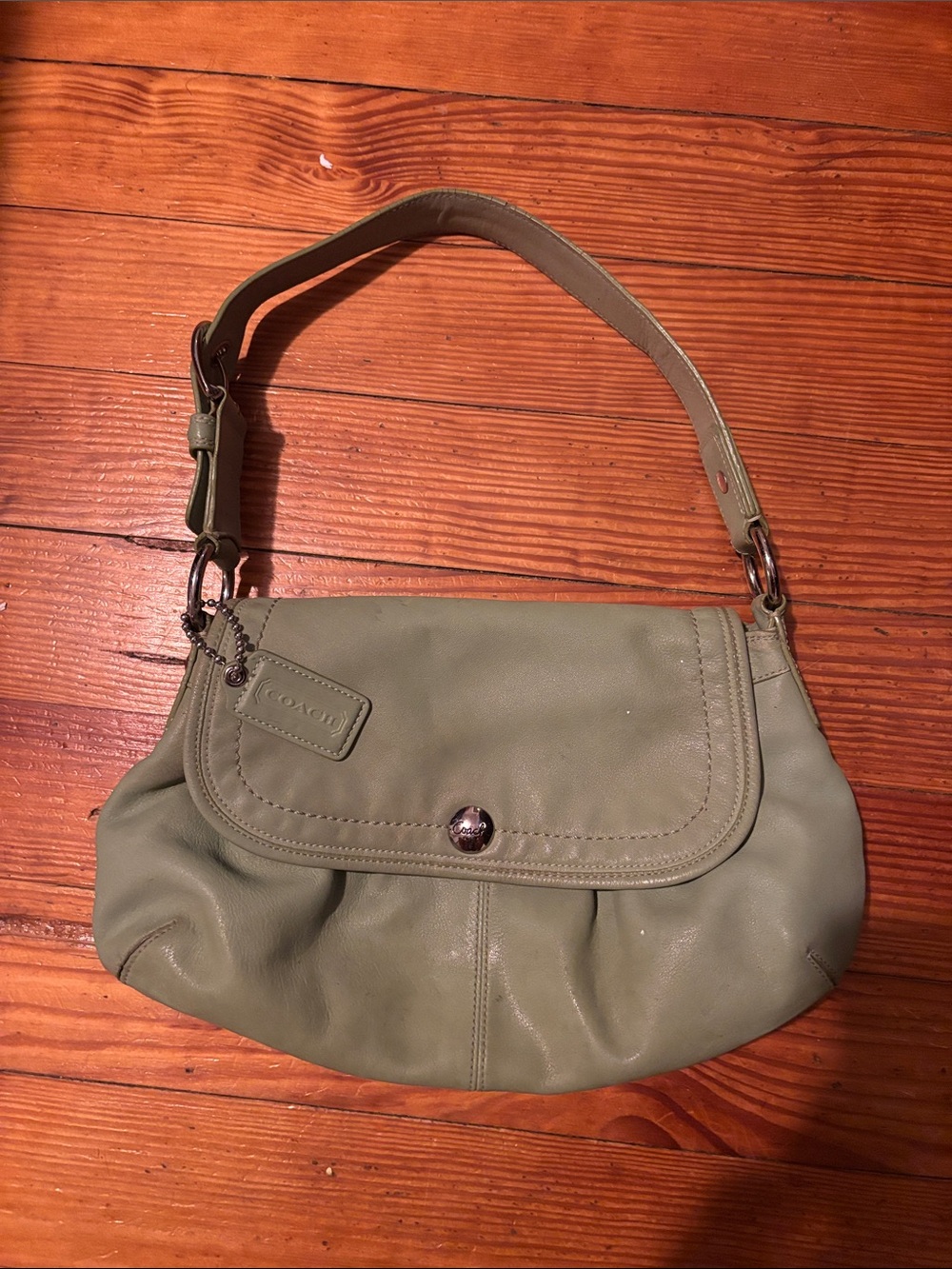 Coach Olive Green Leather Shoulder Bag